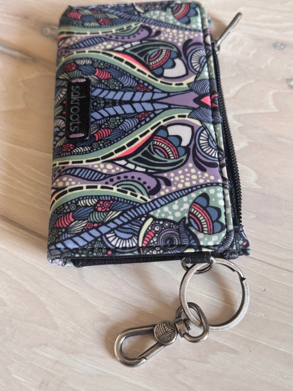 Sakroots Eco-Twill Encino Essential Wallet, Blue, teal, purple, salmon - Picture 5 of 5